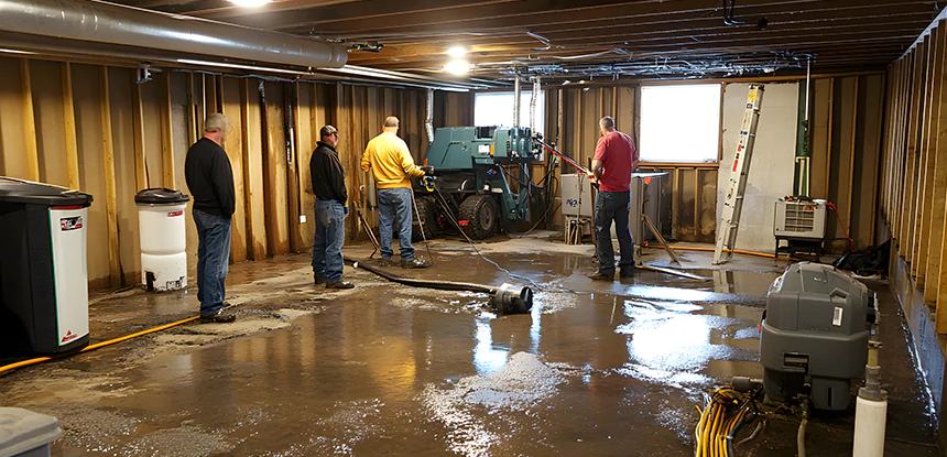 Cleaning Sewage From Basement Floor in Clarkston